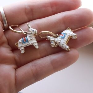Napier White Llama Gold-tone Earrings